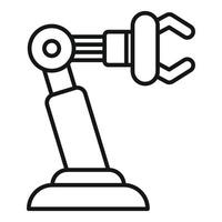 Robotic arm holding using clamp, industrial automation icon vector