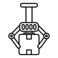 Robot lifting box, automation in warehouse management vector