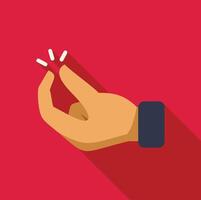Hand snapping fingers creating sparkles on red background vector
