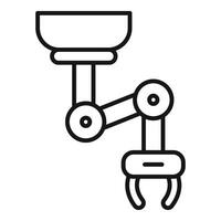 Robotic arm lifting object, industrial automation icon showing modern technology vector