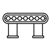 Conveyor belt transporting round objects in a factory setting vector