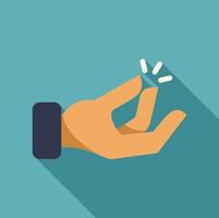 Hand snapping fingers, making a clicking sound, flat design with long shadow vector