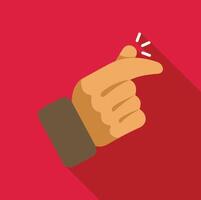 Hand snapping fingers with thumb and middle finger on red background vector