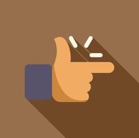 Hand snapping fingers, creating a sharp sound with long shadow vector