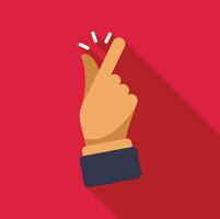 Hand snapping fingers, creating a clicking sound on red background vector