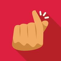 Hand snapping fingers on red background with long shadow vector