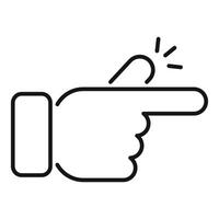 Hand pointing finger with clicking sound effect in thin line style vector