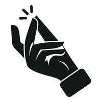 Hand snapping fingers creating spark simple black icon vector