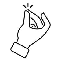 Hand snapping fingers creating spark simple line icon vector