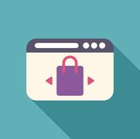 Online shopping web browser window showing shopping bag with arrows vector