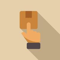 Hand pointing a cardboard box, delivery and shipping concept vector