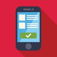 Smartphone showing checklist and confirmation button on red background vector
