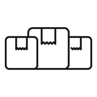 Three cardboard boxes representing increasing size and volume for shipping vector