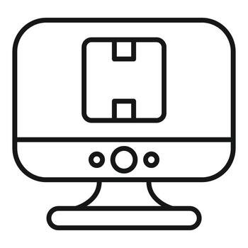 Online delivery tracking system showing parcel on computer screen vector