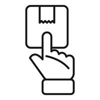 Hand pointing parcel tracking app icon showing delivery status vector