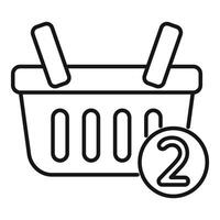 Shopping basket showing number two items inside, representing online shopping and e commerce vector