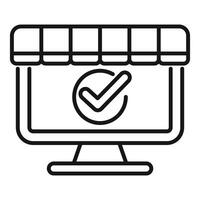 Online shop approved showing check mark on computer screen vector