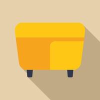 Yellow pouf with long shadow on beige background representing comfort and style vector