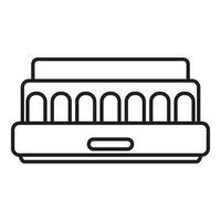 Harmonica showing its reeds and cover plates in outline style vector