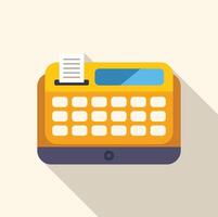 Yellow pos terminal printing receipt with long shadow vector