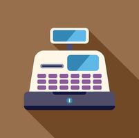 Modern cash register with display showing total amount and keyboard for inputting data vector