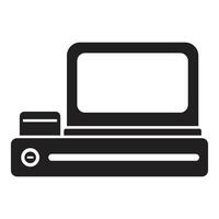 Vintage desktop computer with floppy disk drive and blank screen displaying retro technology vector