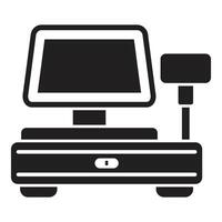 Cash register machine processing financial transaction icon showing retail commerce and payment vector