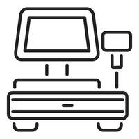 Cash register with monitor and card reader processing transaction vector