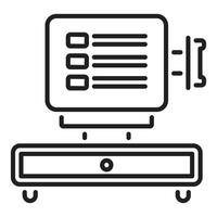 Computer processing checklist, data storage device connected to monitor displaying tasks vector