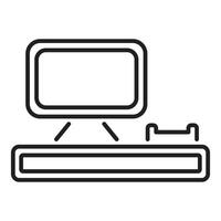 Retro desktop computer with keyboard and monitor displaying working progress vector