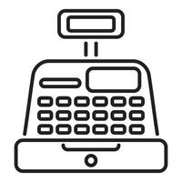 Cash register with customer display showing total price in supermarket line drawing vector