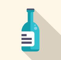 Blue bottle with blank label casting long shadow vector