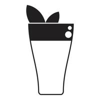 Glass with drinking straw and mint leaves showing refreshing summer drink vector