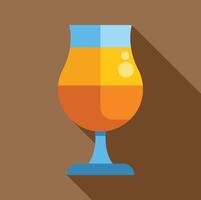 Glass with a cold beer casting a long shadow on a brown background vector