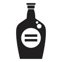 Black bottle of liquor with blank label and cap showing two horizontal lines vector