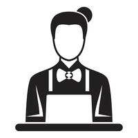 Barista preparing coffee behind counter wearing bow tie and apron vector