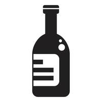 Black bottle icon showing a full container with label vector