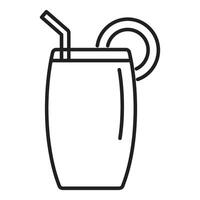 Refreshing summer cocktail with straw and citrus slice, a minimalist icon design vector