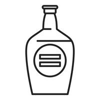 Bottle of rum featuring round label with three horizontal lines displaying strong alcohol content vector