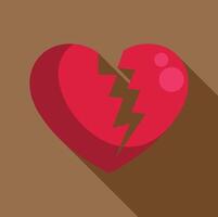 Broken heart symbolizing sadness and end of relationship vector