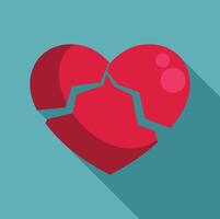 Broken heart representing sadness and end of love on blue background vector