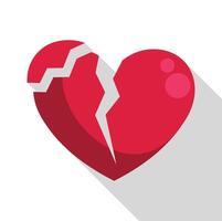 Broken heart showing crack representing end of love and suffering vector