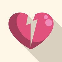 Lightning bolt splitting pink heart in two halves vector