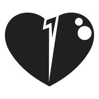 Black broken heart split in two signifying a broken relationship vector