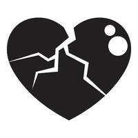 Broken heart showing crack and holes symbolizing sadness and pain vector