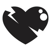Black broken heart symbolizing sadness and loss vector
