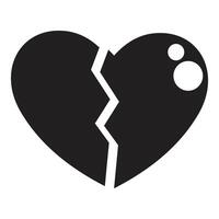 Broken black heart showing end of love and relationship vector