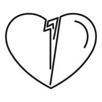 Broken heart split in two halves showing crack line vector