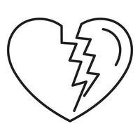 Broken heart split by lightning bolt symbolizing sudden end to love vector