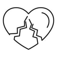 Broken heart split in two showing disconnection and sadness vector